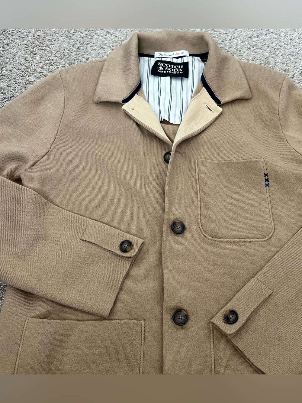 Scotch & Soda Men's Wool Blnd Light Brown Button-Up Cardigan Size Small - Picture 3 of 12